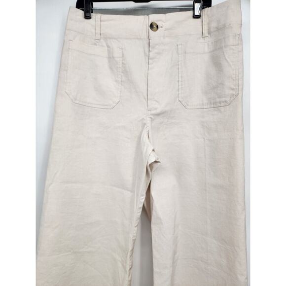 NWT Anthropologie Maeve The Colette Cropped Wide-Leg Pants Sz 33 Pearl #7B405 - Picture 3 of 12